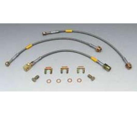 Camaro Braided Disc Brake Hose Kit, Stainless Steel, With Rear Drums, Goodridge, 1993-1997