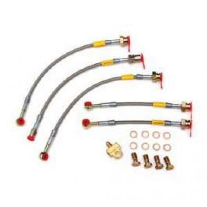 Camaro Braided Disc Brake Hose Kit, For Rear Disc Brakes, Stainless Steel, Goodridge, 1983