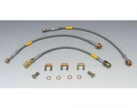 Camaro Braided Disc Brake Hose Kit, Stainless Steel, With Rear Drums, Goodridge, 1993-1997