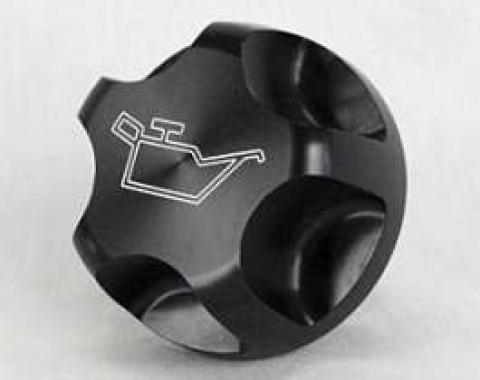 Camaro Oil Cap, Black Billet Aluminum, Engraved, 2010-2013