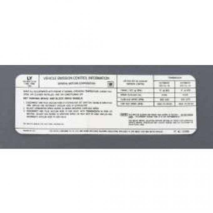 Camaro Emission Decal, Automatic Transmission, California/US, 350ci/400hp, 1976