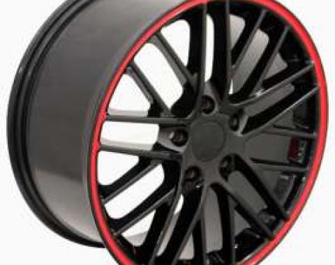 Camaro 18 X 9.5 C6 ZR1 Reproduction Wheel, Black With Red Banding, 1993-2002