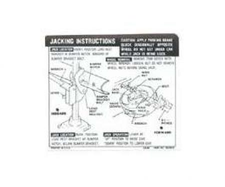 Camaro Jacking Instructions Decal, Trunk, Coupe, 1968