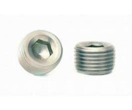 Camaro Intake Manifold Hole Plug, 1/4 Pipe Thread, Recessed Socket Drive, Stainless Steel, 1967-1969