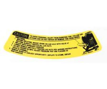 Camaro Space Saver Tire Warning Decal, 1973-1977