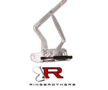Camaro Hood Hinges, Billet Aluminum, Solid Frame, Natural, With Steel Hood, 1967-1969