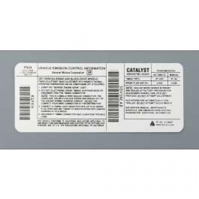 Camaro Decal, Emission Control, 5.0L, Automatic Or Manual Transmission, Code FKH, 1990