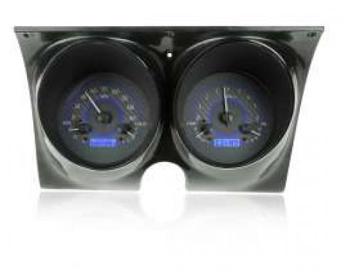 Camaro Analog Dash Gauges, Dakota Digital, Carbon Fiber With Blue Display, 1967-1968