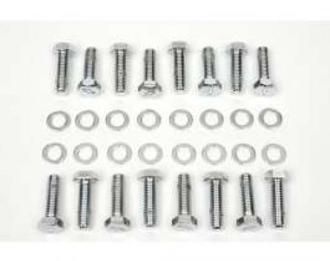 Camaro Intake Manifold Bolt Set, Big Block, Bowtie Stamped, Chrome, 1967-1969