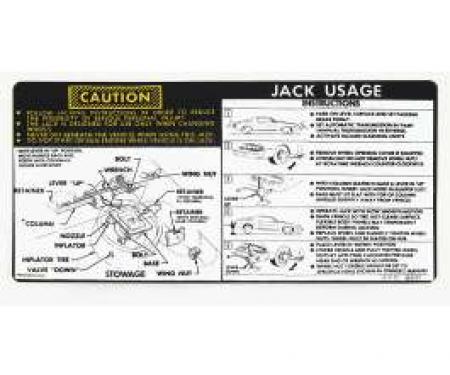 Camaro Jacking Instructions Decal, With Space Saver Spare, 1978-1979