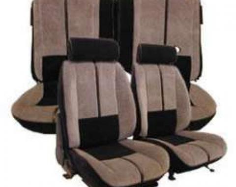 Camaro Seat Cover Set, Front & Rear, Velour, For Cars With Deluxe Interior & Rear Split Seat, 1985-1987 | Sandstone