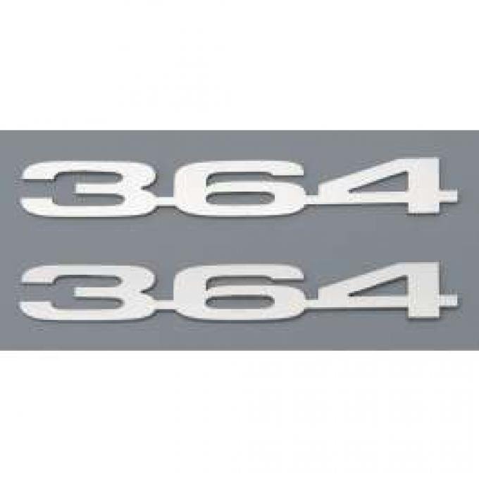 Camaro Cowl Induction Hood Emblems, 364ci, Stainless Steel