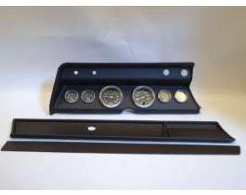 Camaro Instrument Cluster Panel, Black Textured Finish, With Carbon Fiber Series AutoMeter Gauges, 1967-1968