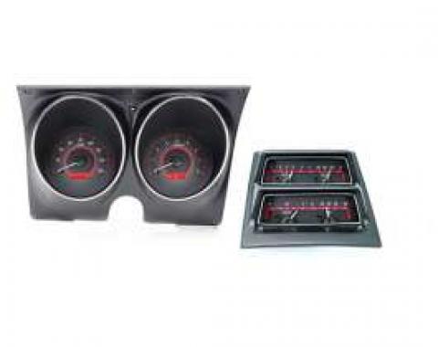 1968 Camaro Analog Dash w/ Console Gauges, Dakota Digital VHX System, Satin Alloy Style Face, Red Display