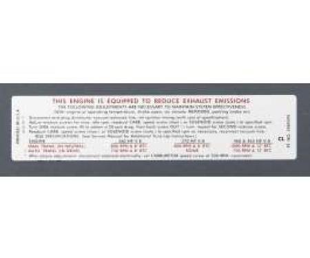 Camaro Emission Decal, Automatic Or Manual Transmission, 350ci/360/370hp, 1970Early