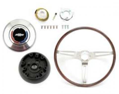 Camaro Deluxe Wood Steering Wheel Kit, Rosewood, For Cars With Tilt Steering Column, 1969