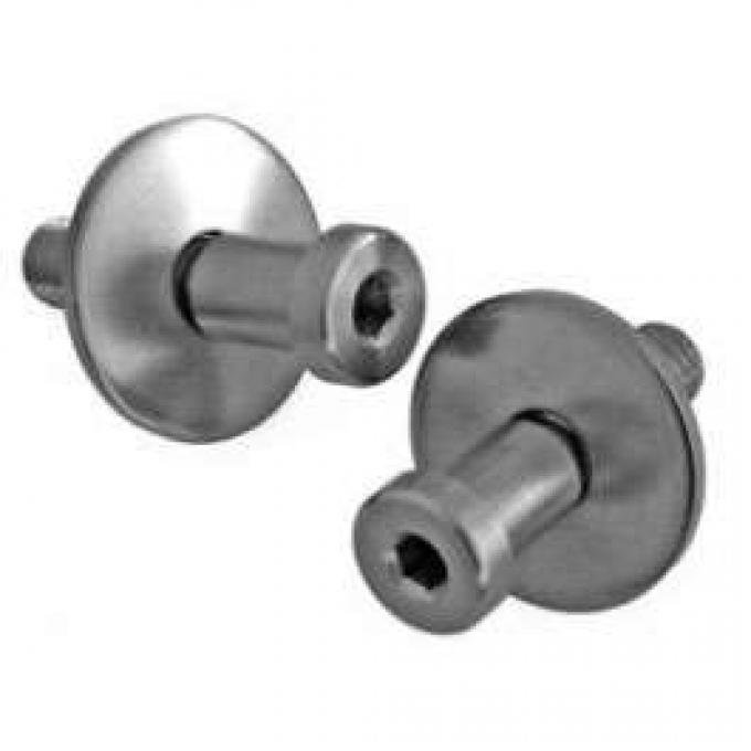 Camaro Door Lock Striker, Stainless Steel, Pair, 1967-1981