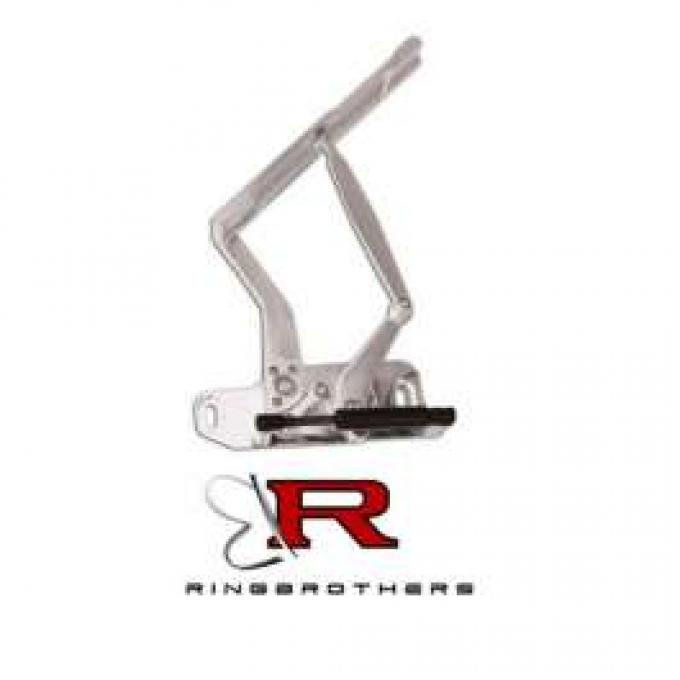 Camaro Hood Hinges, Billet Aluminum, Solid Frame, Natural, With Steel Hood, 1967-1969