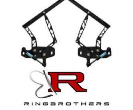 Camaro Billet Aluminum Hood Hinges, Air Frame, Black Anodized, 1967-1969