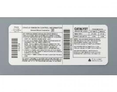 Camaro Decal, Emission Control, 5.0L, Automatic Or Manual Transmission, Code FKH, 1990