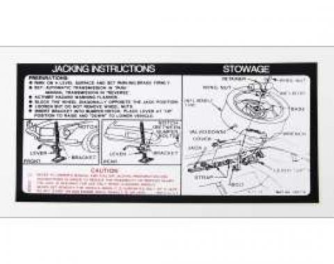 Camaro Jacking Instructions Decal, 1973