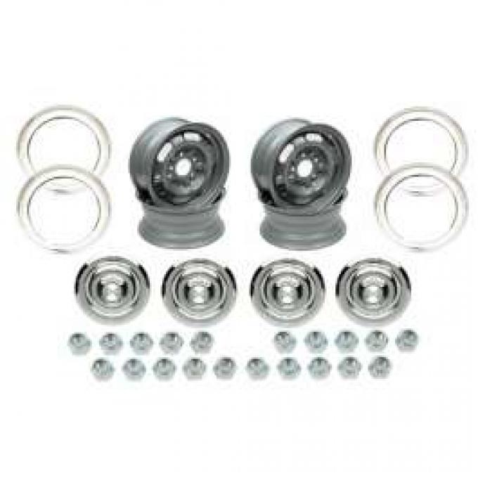 Camaro Rally Wheel Kit, 15 x 6, Complete, For Cars With Disc Brakes, 1967