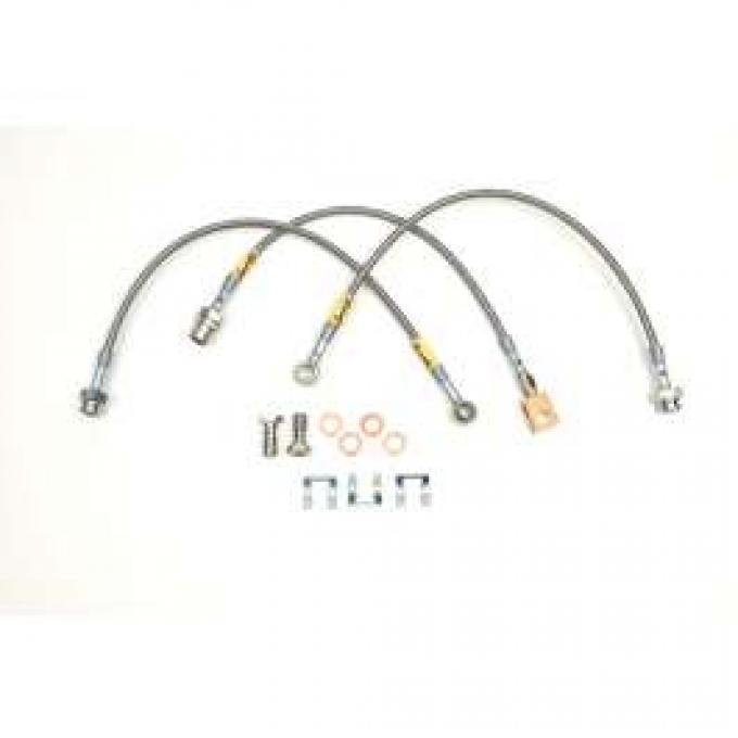 Camaro Braided Disc Brake Hose Kit, Stainless Steel, Goodridge, 1970-1976