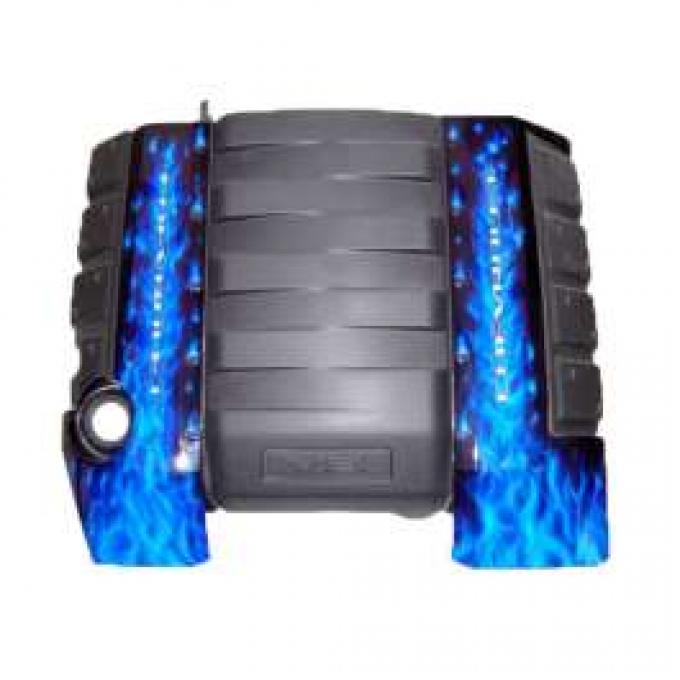 Camaro Engine Cover, Custom Airbrushed, with Blue Flames, 20102011