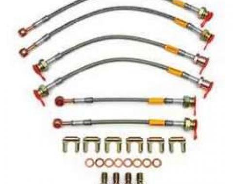 Camaro Braided Disc Brake Hose Kit, Stainless Steel, With Traction Control, Goodridge, 1998-2002