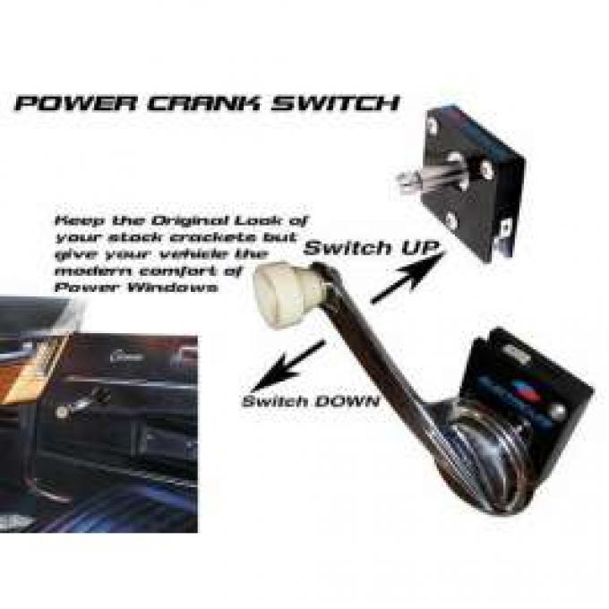 Camaro Power Window Switch, Crank Handle, 1-5/16 Deep Shaft