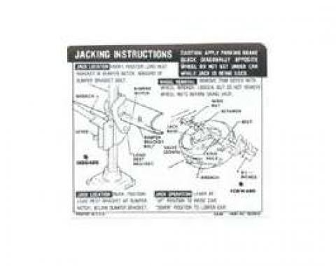 Camaro Jacking Instructions Decal, Trunk, Coupe, 1968