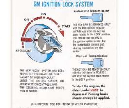 Camaro Ignition Lock/Start Instructions Sleeve Decal, 1970-1972