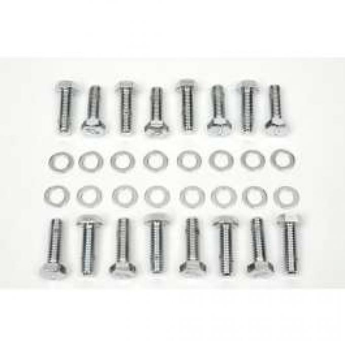 Camaro Intake Manifold Bolt Set, Big Block, Bowtie Stamped, Chrome, 1967-1969