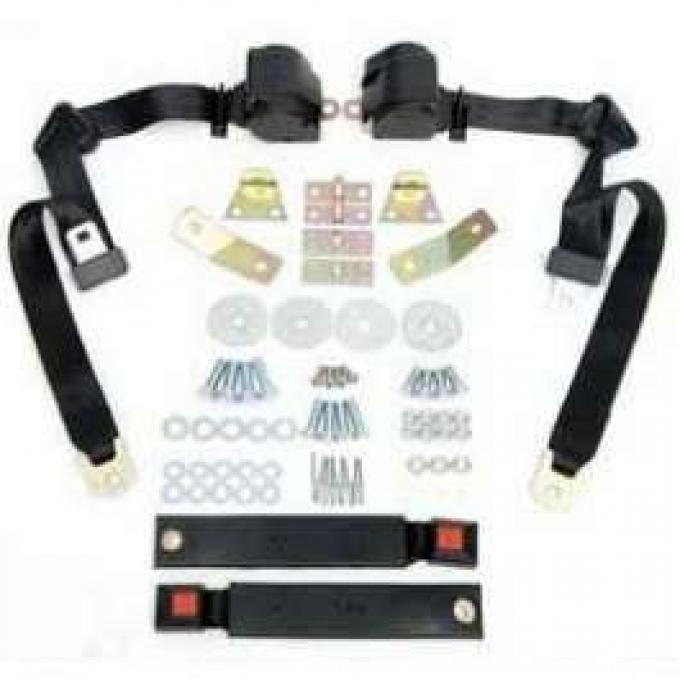 Camaro Shoulder Harness/Seat Belt Kit, 3-Point Retractable, With Black Buckle, 1967-1973