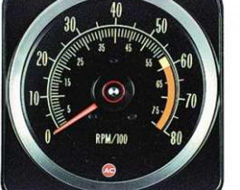 Camaro Tachometer, 6000 RPM Redline, 1969Late