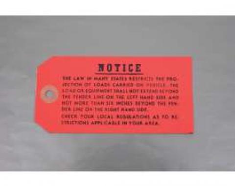 Camaro Luggage Rack Instruction Tag, 1967-1969