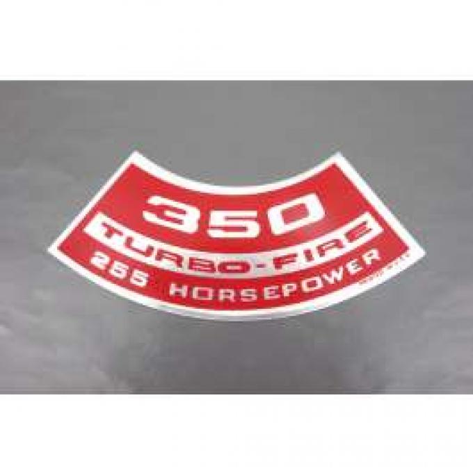 Camaro Air Cleaner Decal, 350 Turbo-Fire 255 Horsepower, 1969