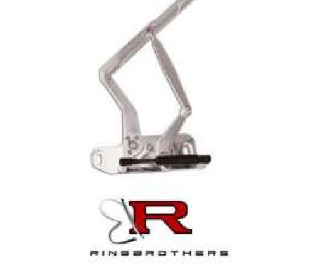 Camaro Hood Hinges, Billet Aluminum, Solid Frame, Natural, With Fiberglass Hood, 1970-1981