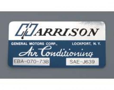 Camaro Air Conditioning Evaporator Box Decal, Harrison, 1973