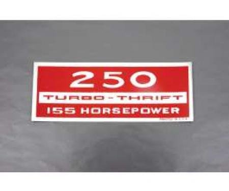 Camaro Valve Cover Decal, 250 Turbo Thrift 155 Horsepower, 1967-1969