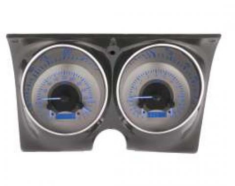 Camaro Analog Dash Gauges, Dakota Digital, Silver With Blue Display, 1967-1968