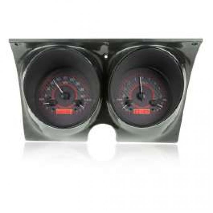 Camaro Analog Dash Gauges, Dakota Digital, Carbon Fiber With Red