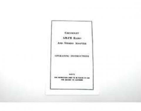 Camaro AM-FM Radio & Stereo Adapter Operating Instructions Booklet, 1969