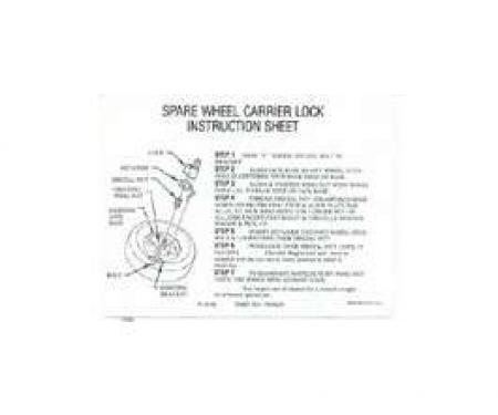 Camaro Spare Tire Lock Instruction Decal, Trunk, 1969