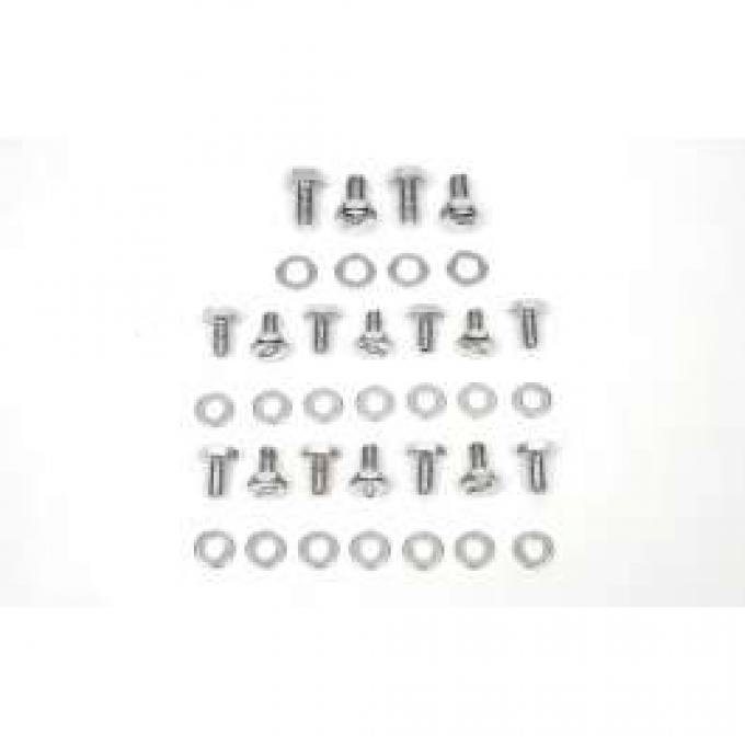 Camaro Valve Cover Bolt Set, Big Block, Bowtie Stamped, Chrome, 1967-1969