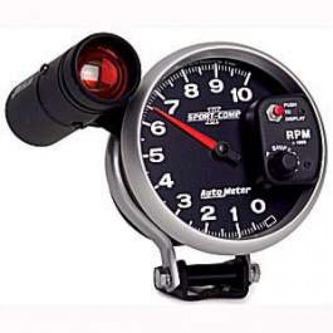 Camaro Tachometer, 5, Black Face, 10,000 RPM, External Shift-Lite, Sport-Comp, AutoMeter