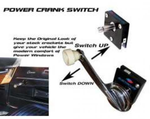 Camaro Power Window Switch, Crank Handle, 1-5/16 Deep Shaft