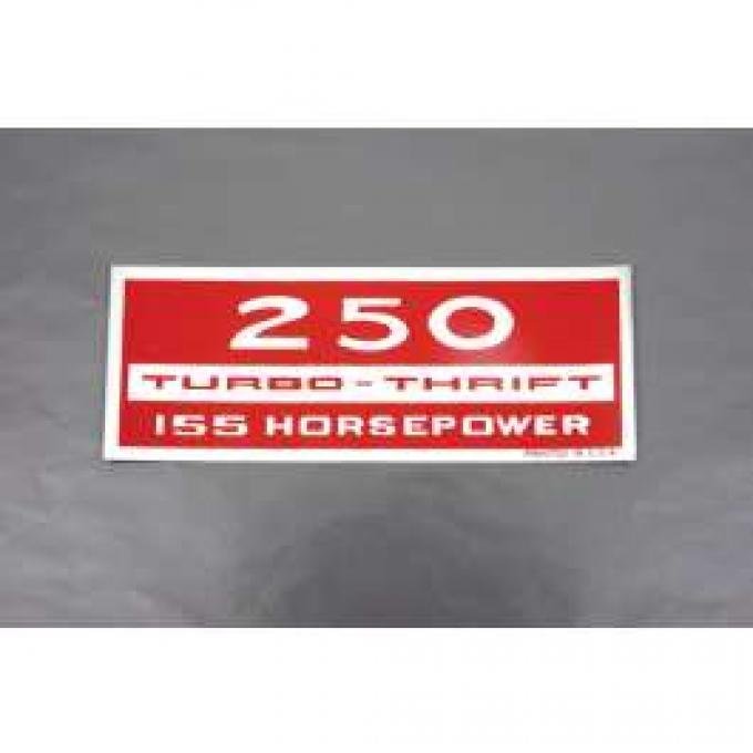 Camaro Valve Cover Decal, 250 Turbo Thrift 155 Horsepower, 1967-1969