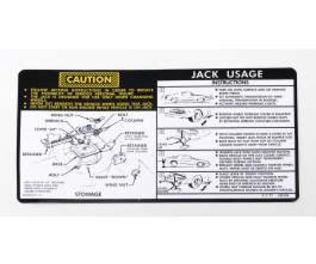 Camaro Jacking Instructions Decal, With Regular Tire Spare,1978-1979