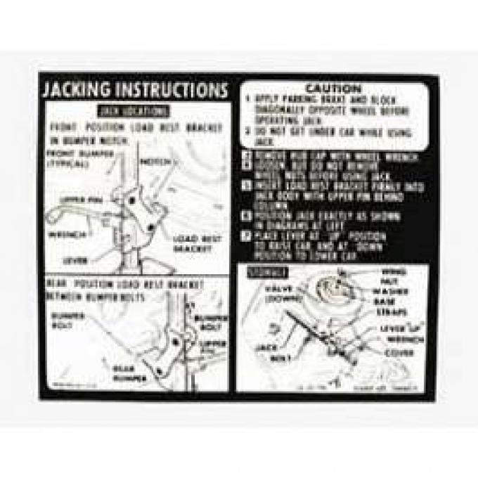 Camaro Jack Instruction Decal, With Full Size Spare, 1971-1972